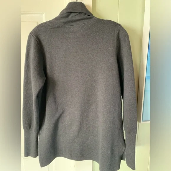 Cynthia Rowley Cotton Blend Gray Cowl Neck Pullover Front Sweater Tunic M - Picture 2 of 8